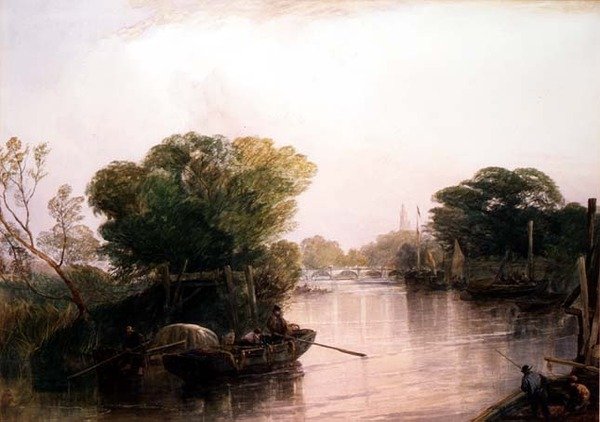 O Tâmisa em Kew (aguarela) de John Francis Salmon