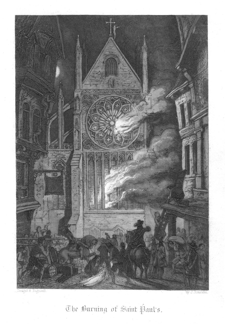 Cena de Old St Pauls por William Harrison Ainsworth, 1855 de John Franklin