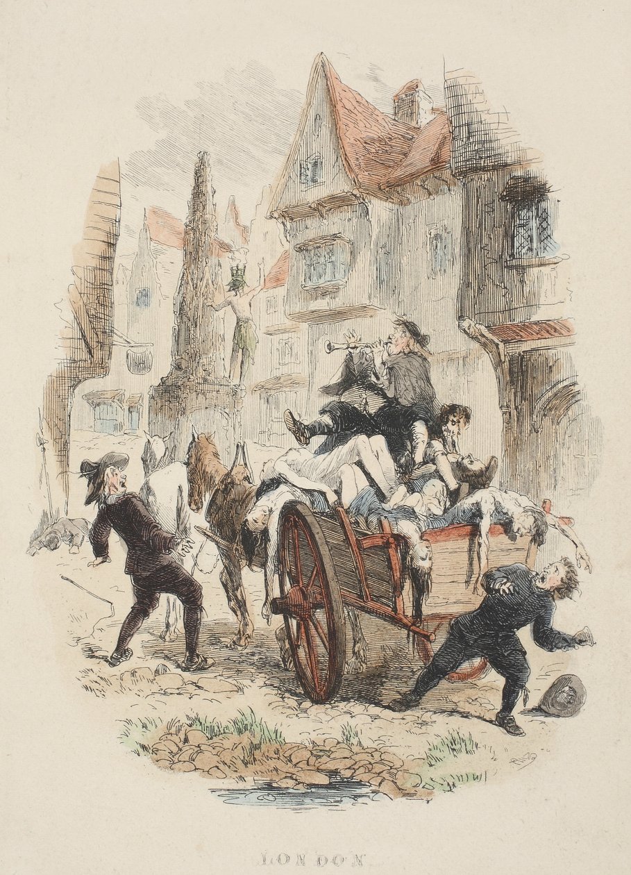 Página de título do antigo St. Pauls, por William Harrison Ainsworth, pub. 1855 (gravura colorida à mão) de John Franklin