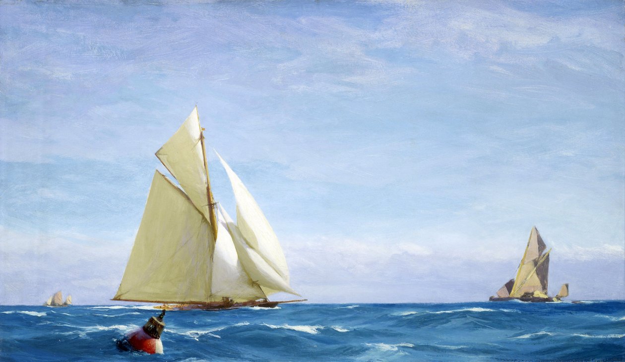 Um grande veleiro e uma barcaça no Tamisa, ao largo da costa de um porto. Óleo sobre tela, cerca de 1910, de John Fraser (1858-1927). de John Fraser