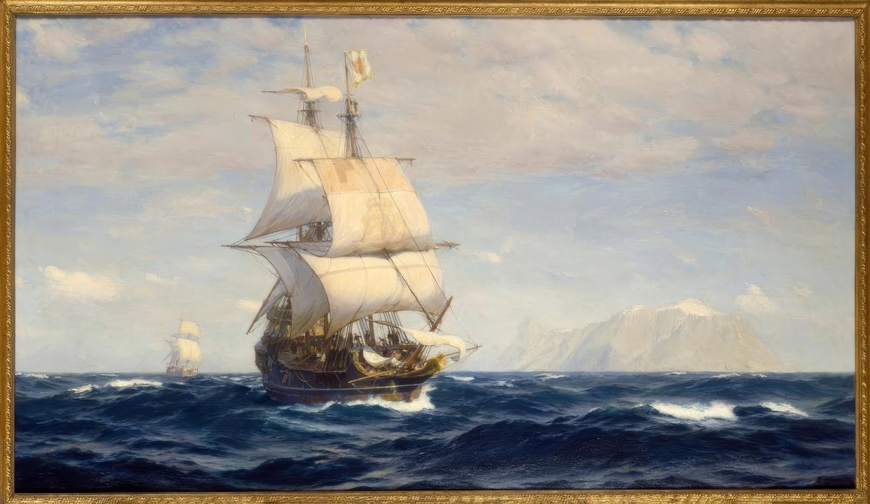 John Fraser: Magalhães no estreito - pintura de John Fraser