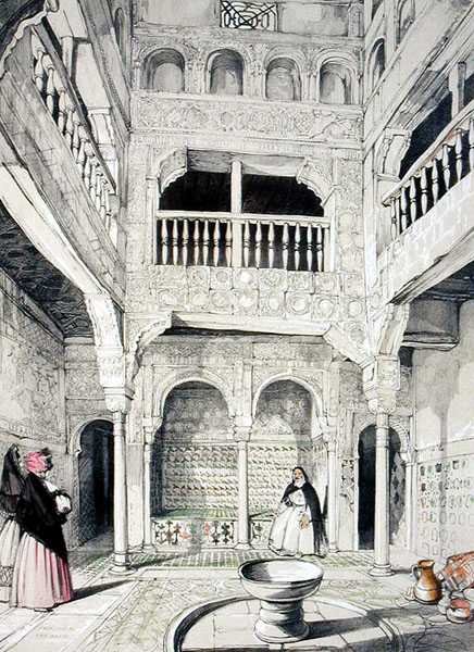 Entrada para os Banhos, de "Esboços e Desenhos da Alhambra", gravado por James Duffield Harding (1798-1863) de John Frederick (after) Lewis