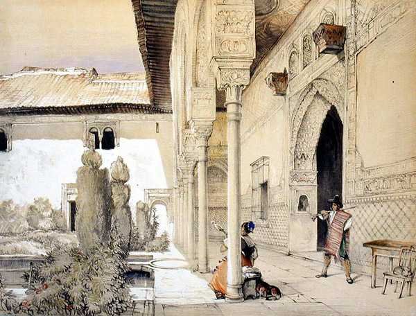 Entrada no Salão dos Embaixadores, de "Esboços e Desenhos da Alhambra", gravado por William Gauci (fl.1825-54) de John Frederick (after) Lewis
