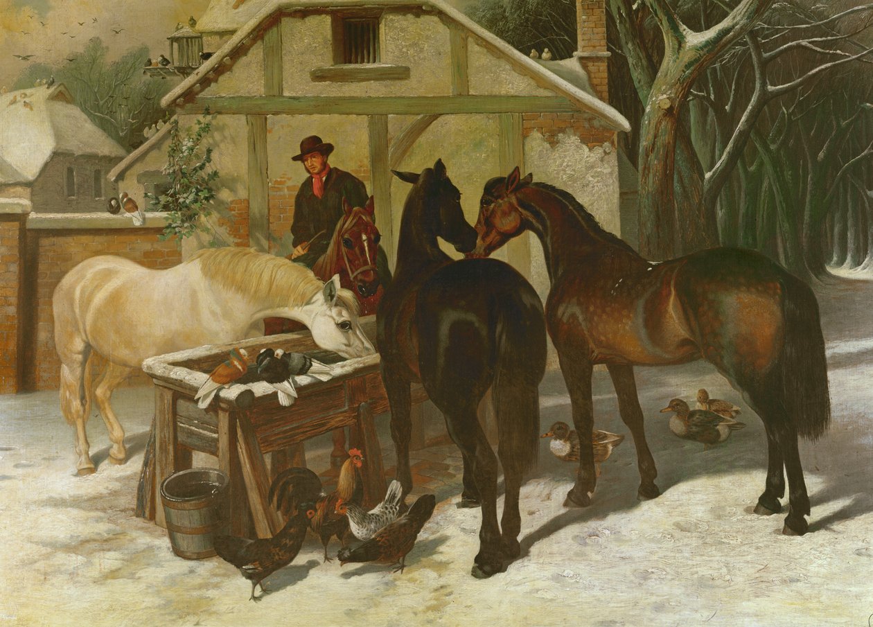 No bebedouro no inverno de John Frederick Herring Senior