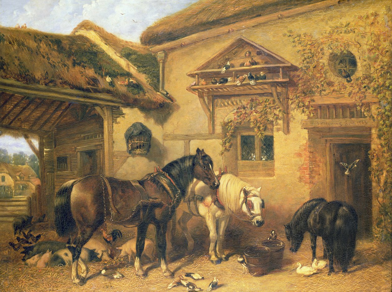 Porta da cabana e fazenda, 1843 de John Frederick Herring Senior