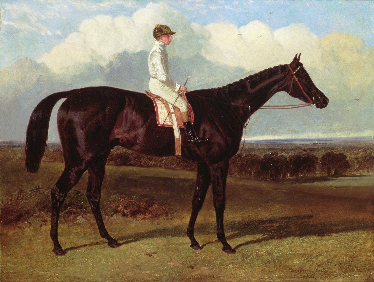 Jonathan Wild, um cavalo de corrida Dark Bay, em Goodwood, T.Ryder up, 1846 de John Frederick Herring Senior