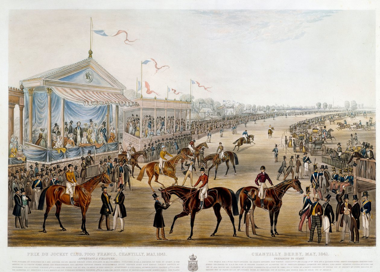 Prix du jockey club a Chantilly em 1841 Impressão de John Frederick Herring (1795-1865) de John Frederick Herring Senior