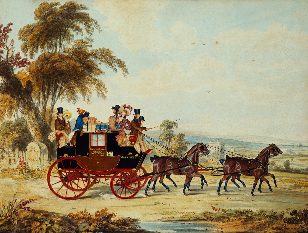 O treinador de Brighton - Londres na estrada aberta, 1831 de John Frederick Herring Senior