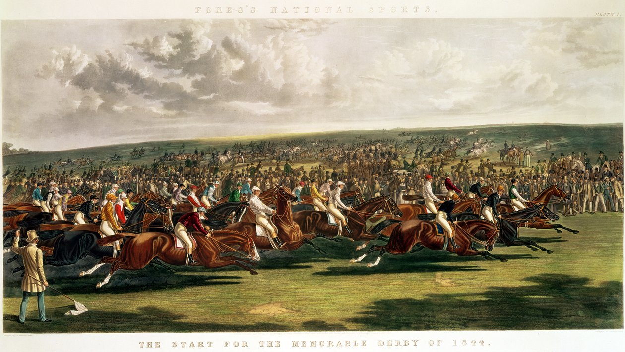O começo do derby memorável de 1844, gravado por Charles Hunt (1803-77) de John Frederick Herring Senior