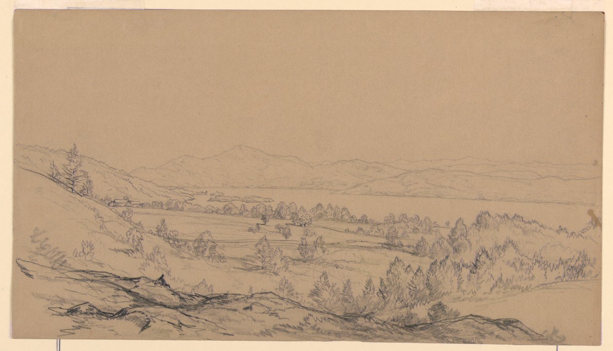 Desenho, Lago George, Nova Iorque, vista para nordeste, 1850-65 de John Frederick Kensett