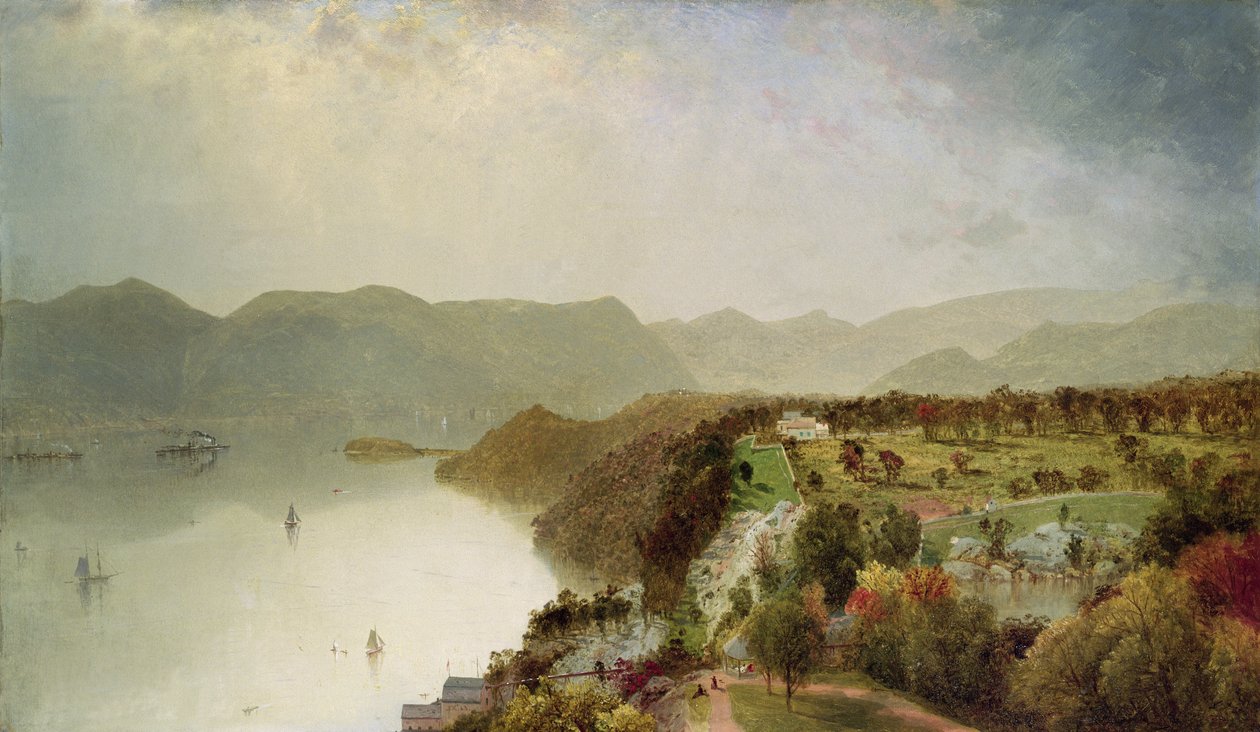 Vista do Hotel Cozzen&39;s perto de West Point, NY, 1863 de John Frederick Kensett