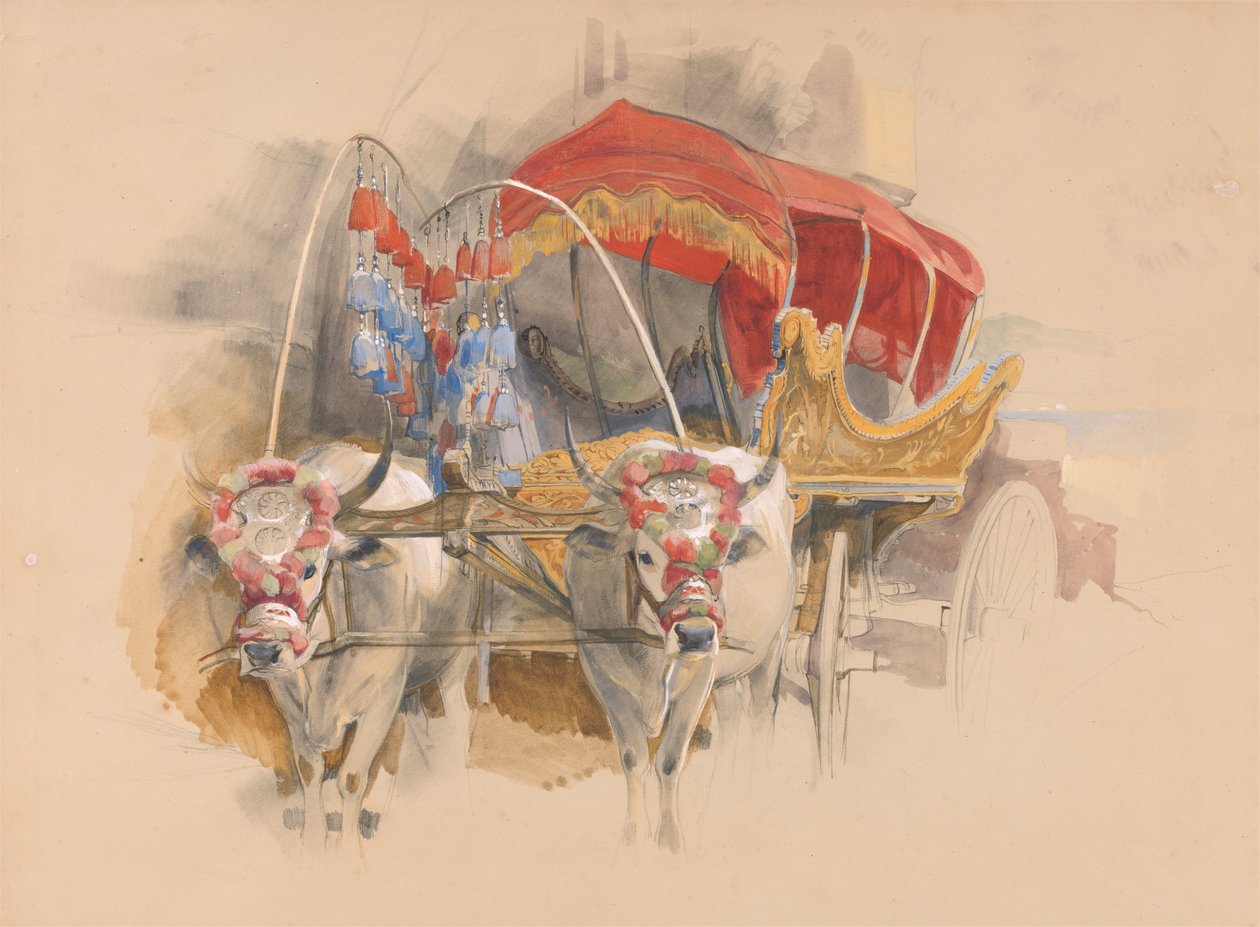 Uma Araba turca desenhada por dois bois brancos, Constantinopla de John Frederick Lewis