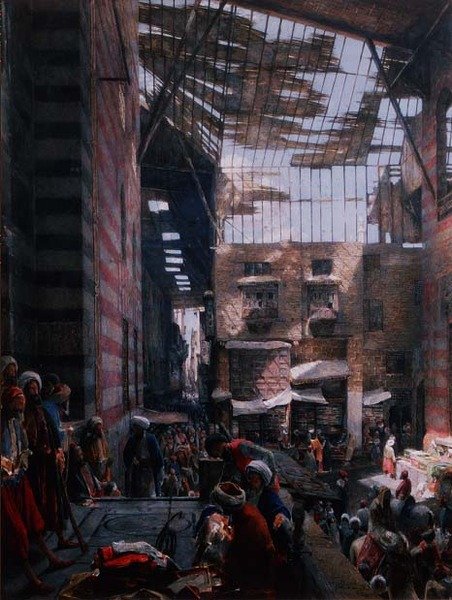 Uma Vista da Rua e Mesquita de Ghooreyah, Cairo de John Frederick Lewis