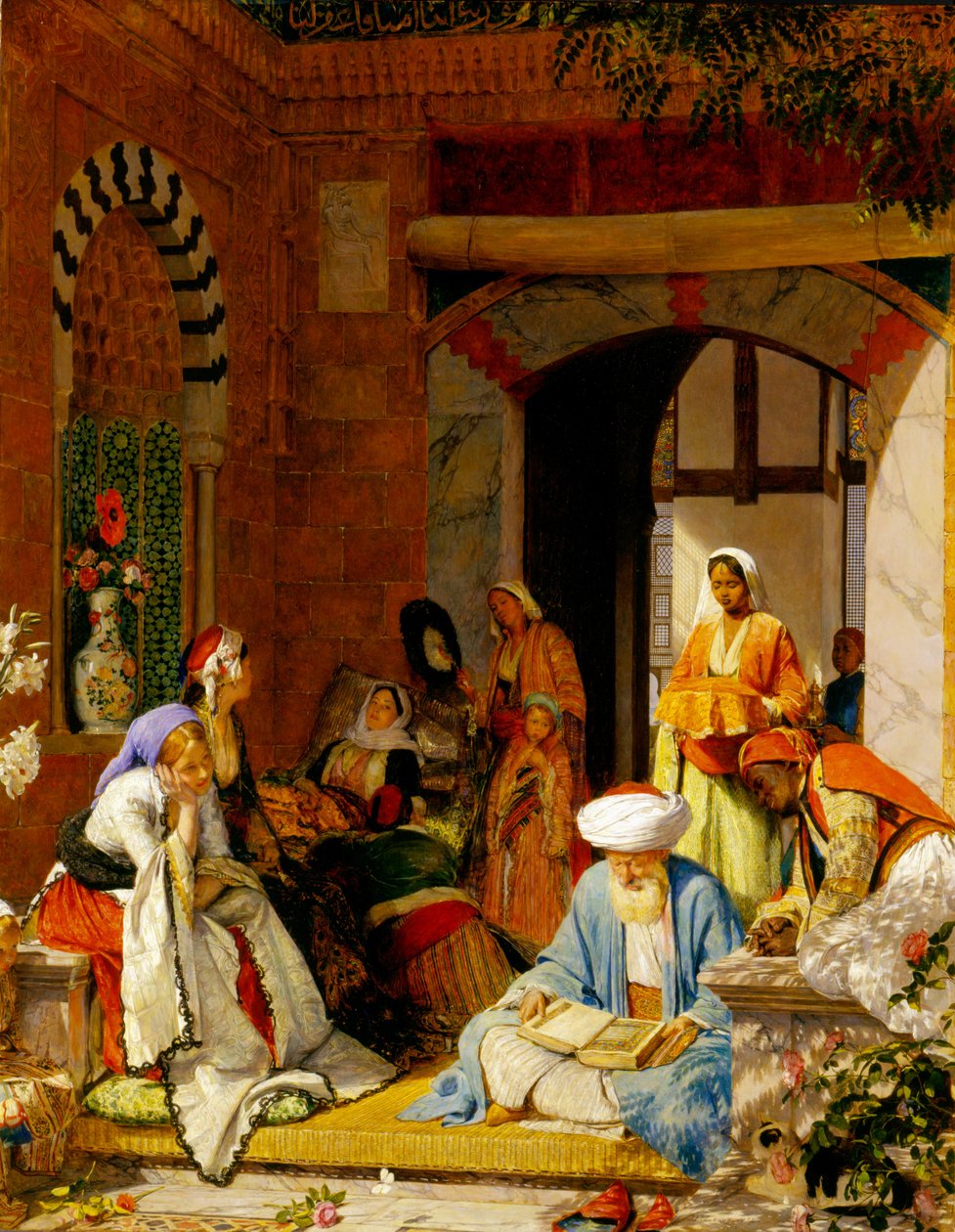 &39;E a oração da fé salvará os enfermos&39;, de Tiago 5:15 (óleo no painel) de John Frederick Lewis