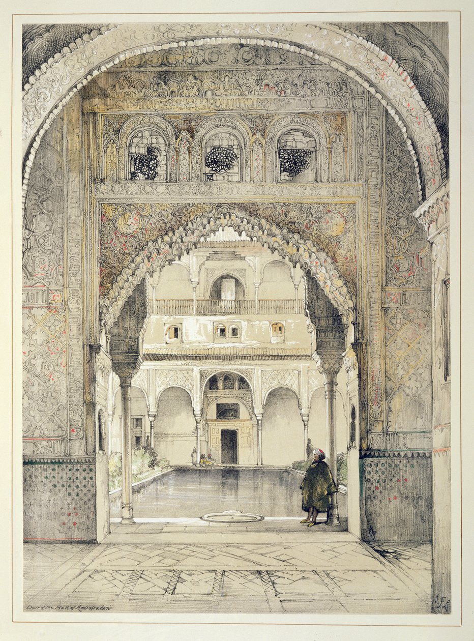 Porta do Salão dos Embaixadores, de &39;Sketches and Drawings of the Alhambra&39;, gravada por William Gauci (fl.1825-54), 1835 de John Frederick Lewis