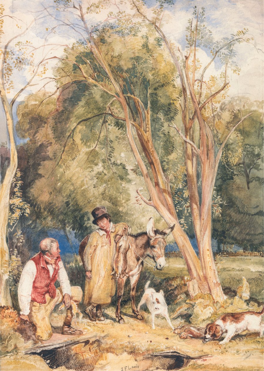 Guardião de caça e Boy Ferreting a Rabbit de John Frederick Lewis