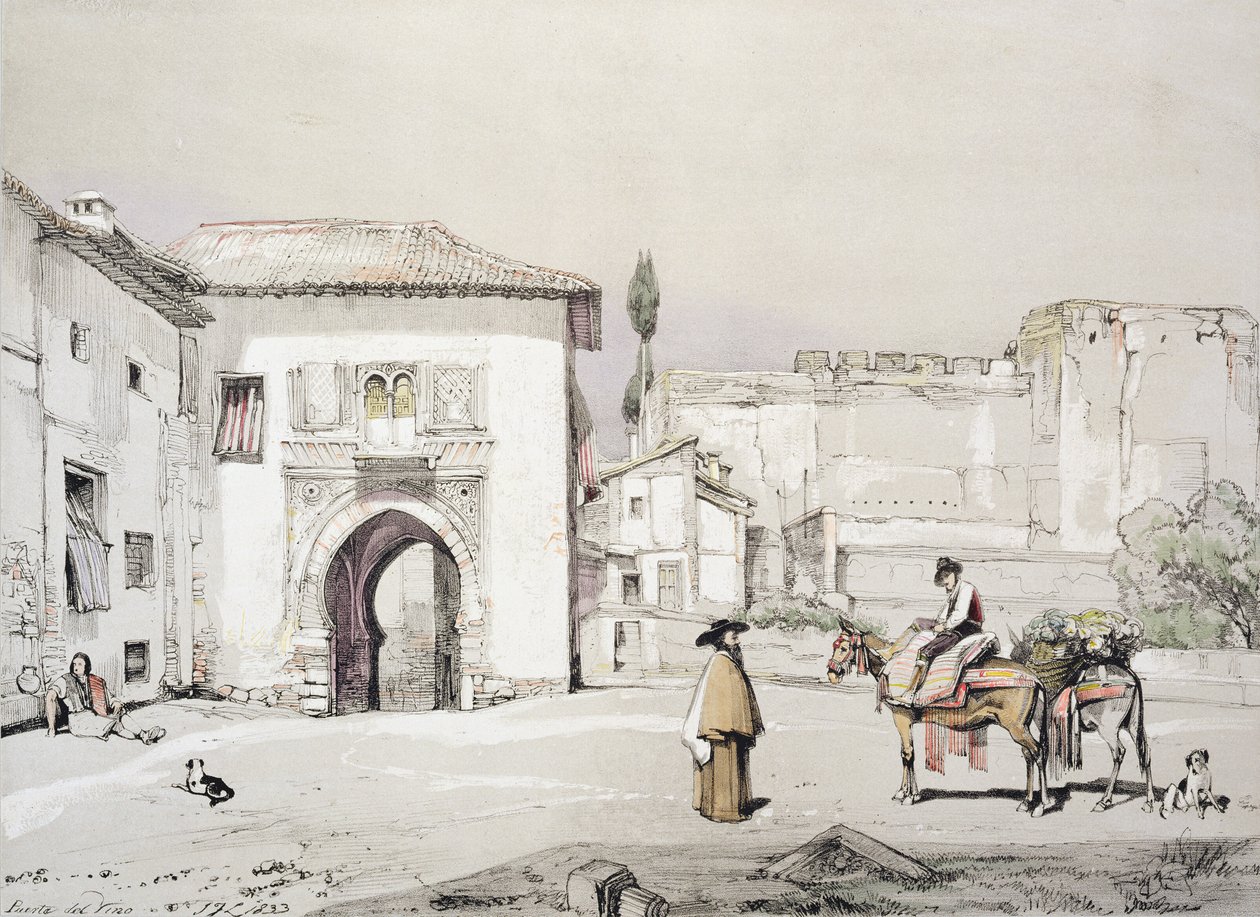 Porta da Vinha (Puerta del Vino), de &39;Esboços e Desenhos da Alhambra&39;, gravada por James Duffield Harding (1798-1863), 1833 de John Frederick Lewis