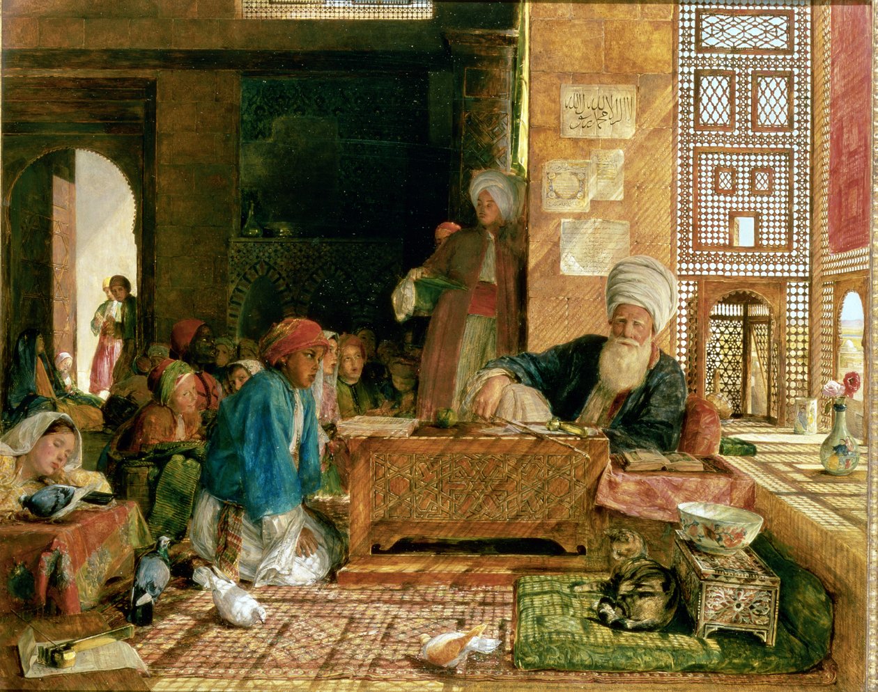 Interior de uma escola no Cairo (ver também 22700 e 43799) de John Frederick Lewis