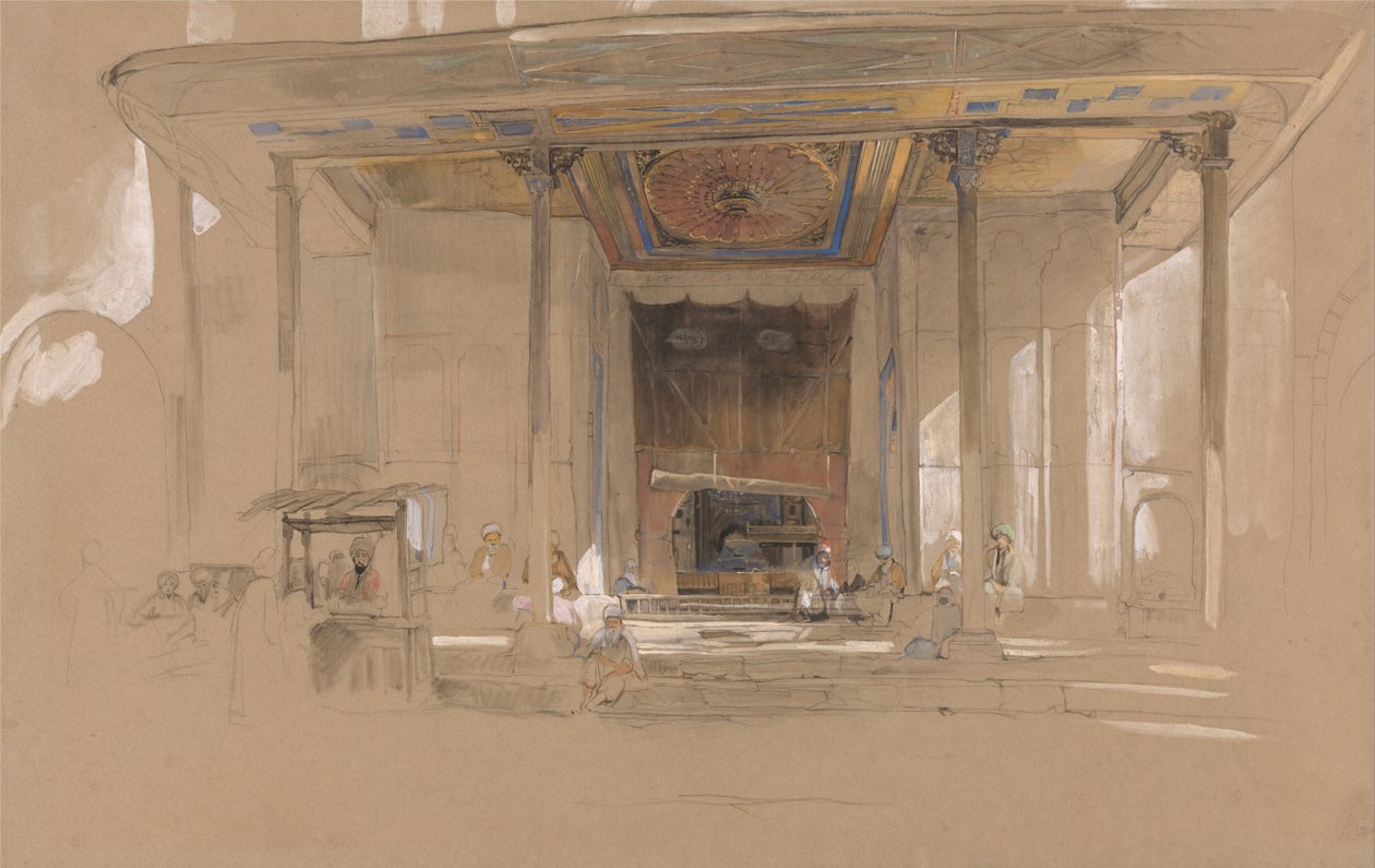 Entrada principal da Grande Mesquita, (Ulu cami) Bursa, Turquia, de John Frederick Lewis