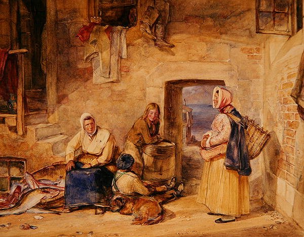 Pescadoras de Newhaven, Edimburgo, c.1831-32 (aguarela sobre papel) de John Frederick Lewis