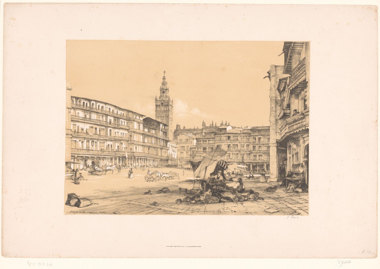 Esboços de uma viagem à Espanha: Plaza de San Francisco, em Sevilha Plaza de San Francisco, Sevilha (título no objeto) de John Frederick Lewis