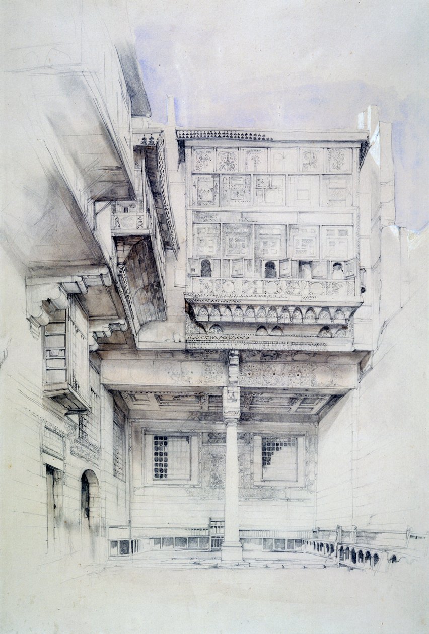 O Tribunal da Casa do Artista, Cairo, Egito, século XIX de John Frederick Lewis