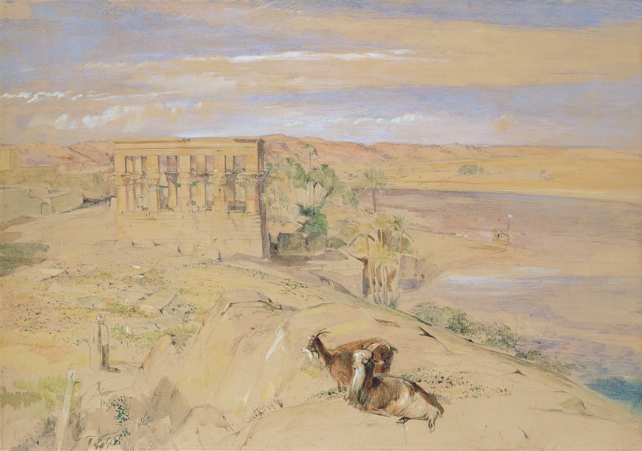 O Templo Hypaethral em Philae, 1850 (wc) de John Frederick Lewis