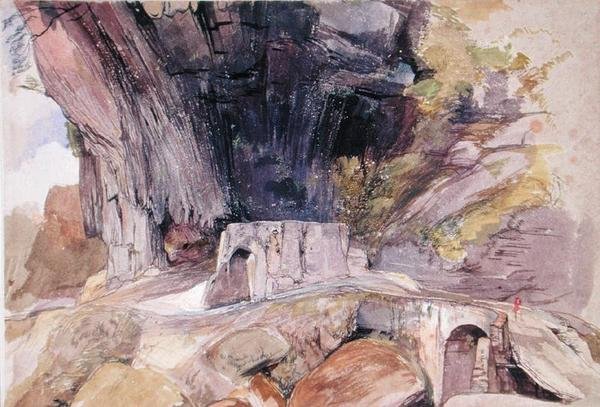 The Mountain Pass (caneta e tinta cinza e aquarela sobre papel) de John Frederick Lewis
