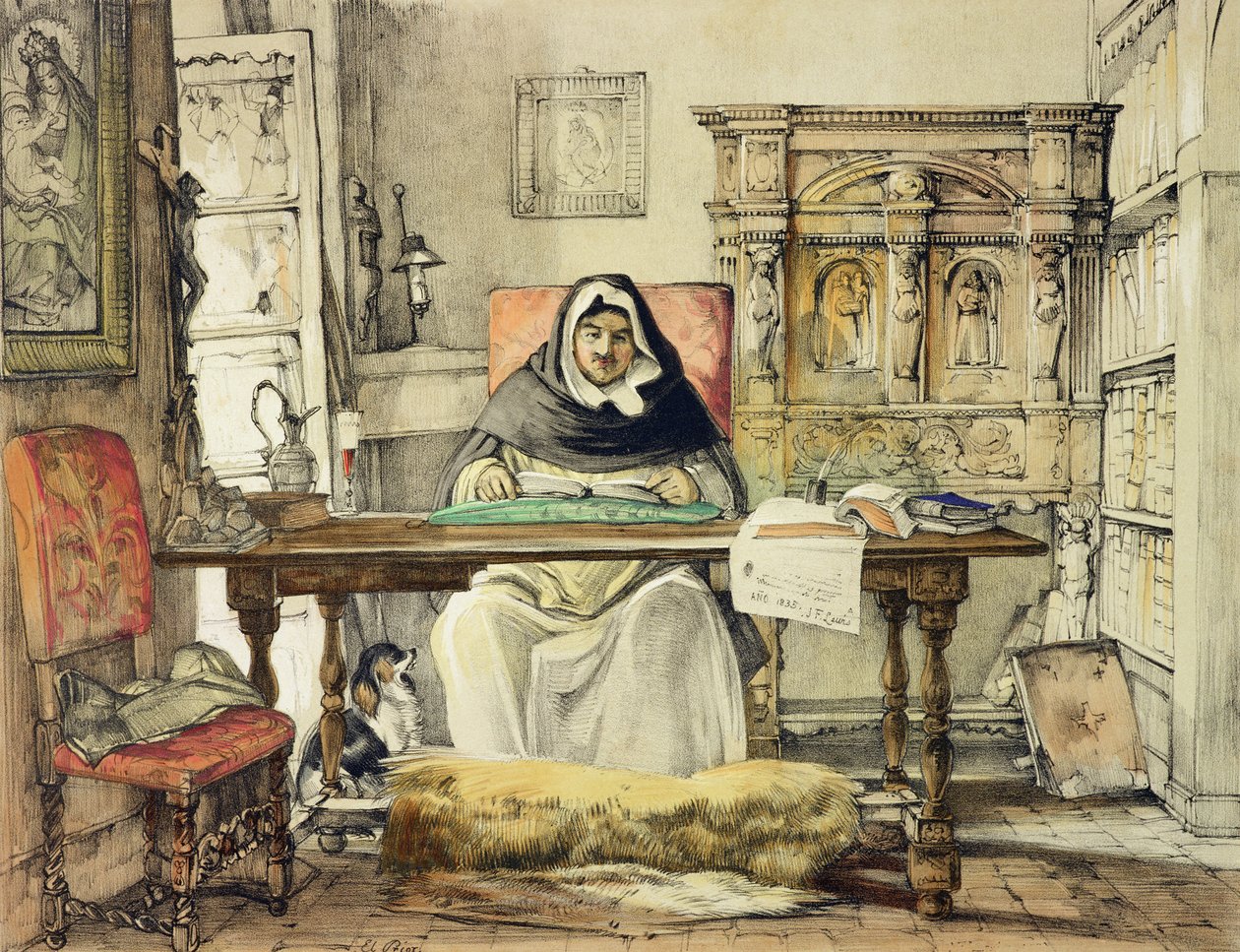 O prior, de &39;Sketches of Spain&39;, gravado por Charles Joseph Hullmandel (1789-1850), publicado em 1836 de John Frederick Lewis