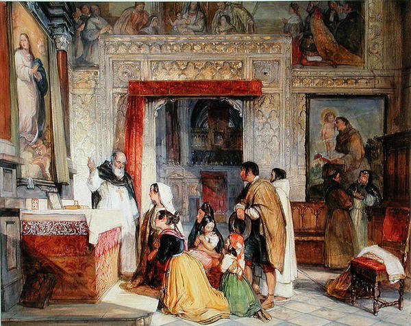 A Sacristia da Catedral de Toledo (aguarela sobre papel) de John Frederick Lewis