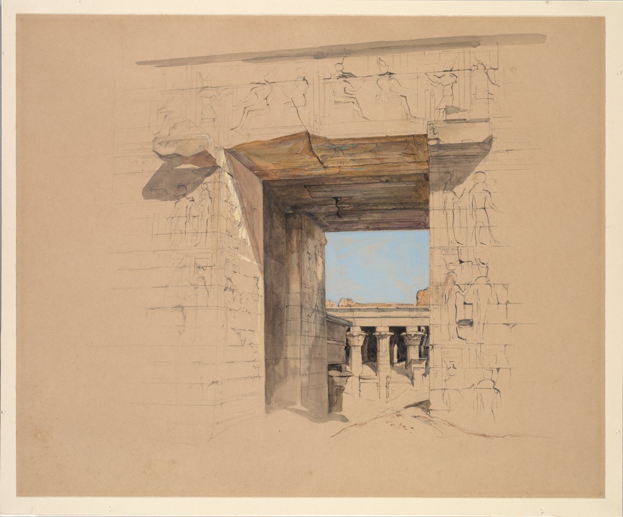 O Templo de Edfu: A Porta do Pilão, 1850. de John Frederick Lewis