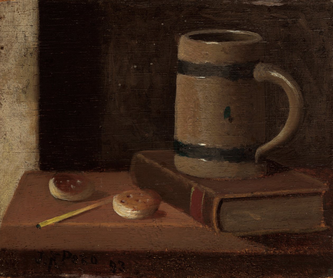 Caneca, livro, biscoitos e fósforo, 1893. de John Frederick Peto