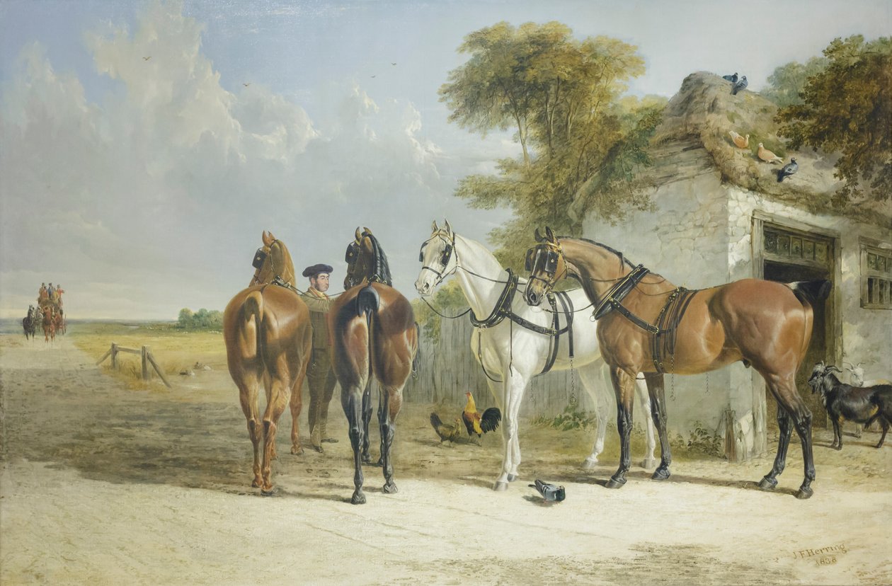 Correio de autocarro, J F Herring (óleo sobre tela) de John Frederick Senior Herring