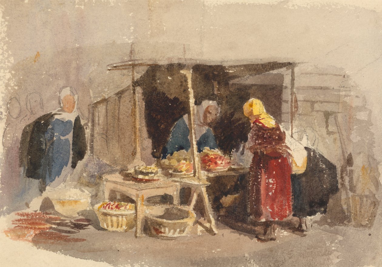 Uma banca de fruta num mercado de John Frederick Tayler