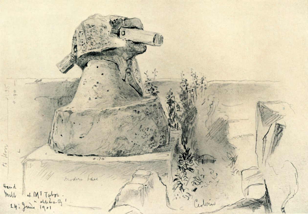 Moinho de mão antigo no Monte Tabor, 1902. de John Fulleylove
