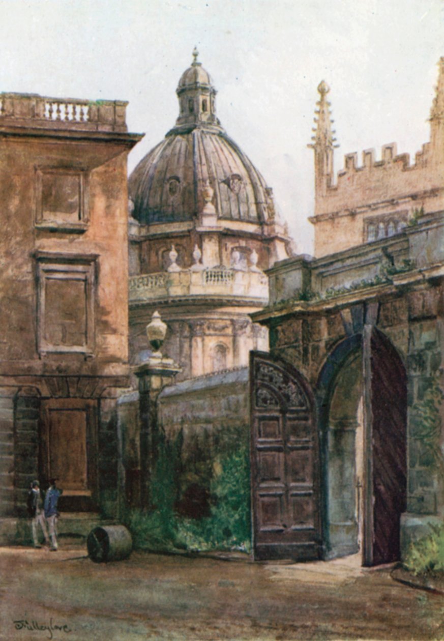 Porta de entrada do Hertford College e da Biblioteca Radcliffe (litografia a cores) de John Fulleylove