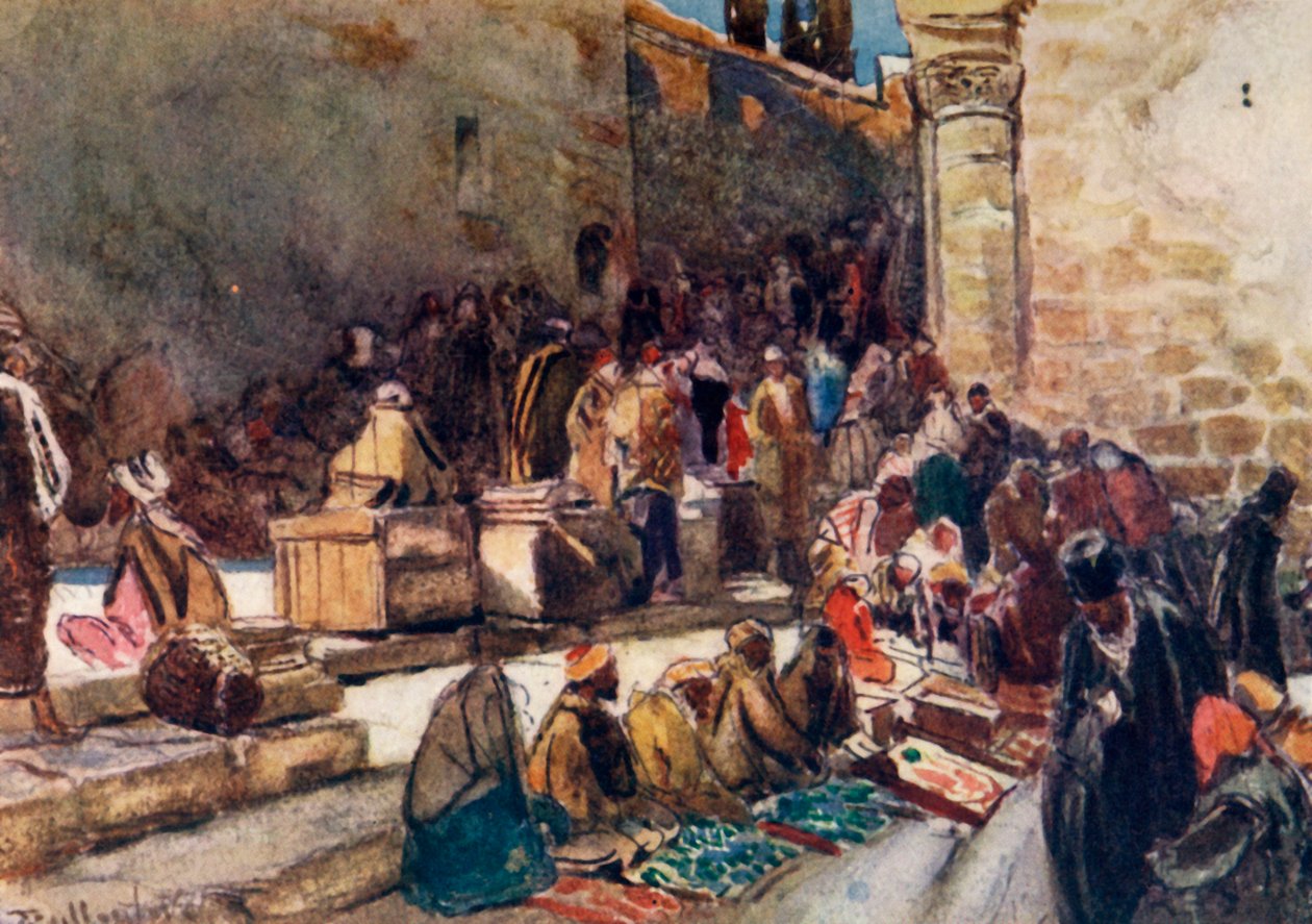 Entrada para o pátio da igreja do Santo Sepulcro. - Jerusalém, 1902. de John Fulleylove
