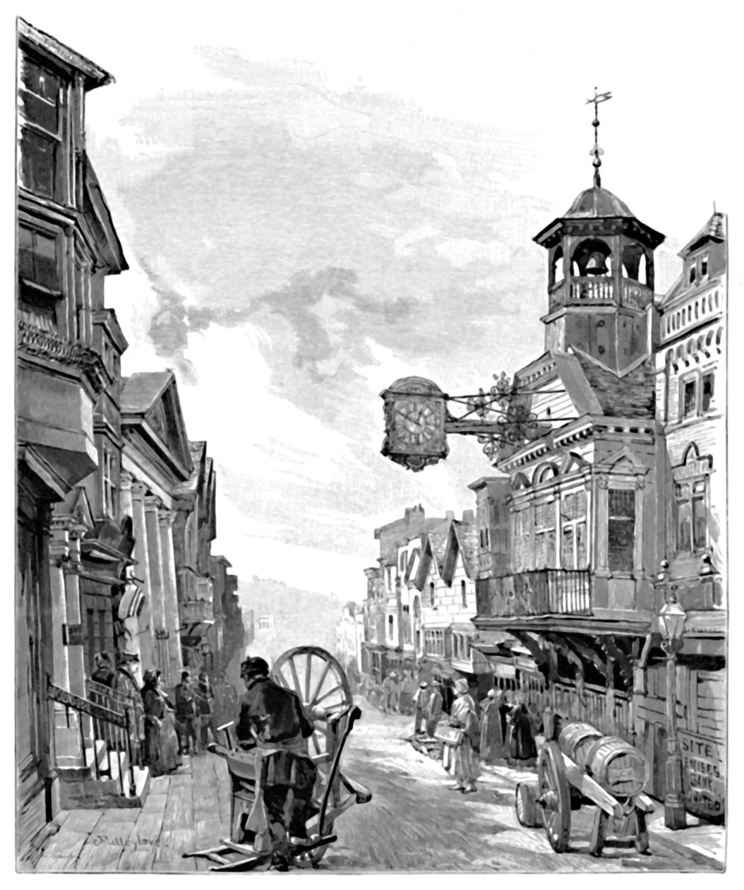 Guildford: High Street, com a Câmara Municipal, 1886 de John Fulleylove