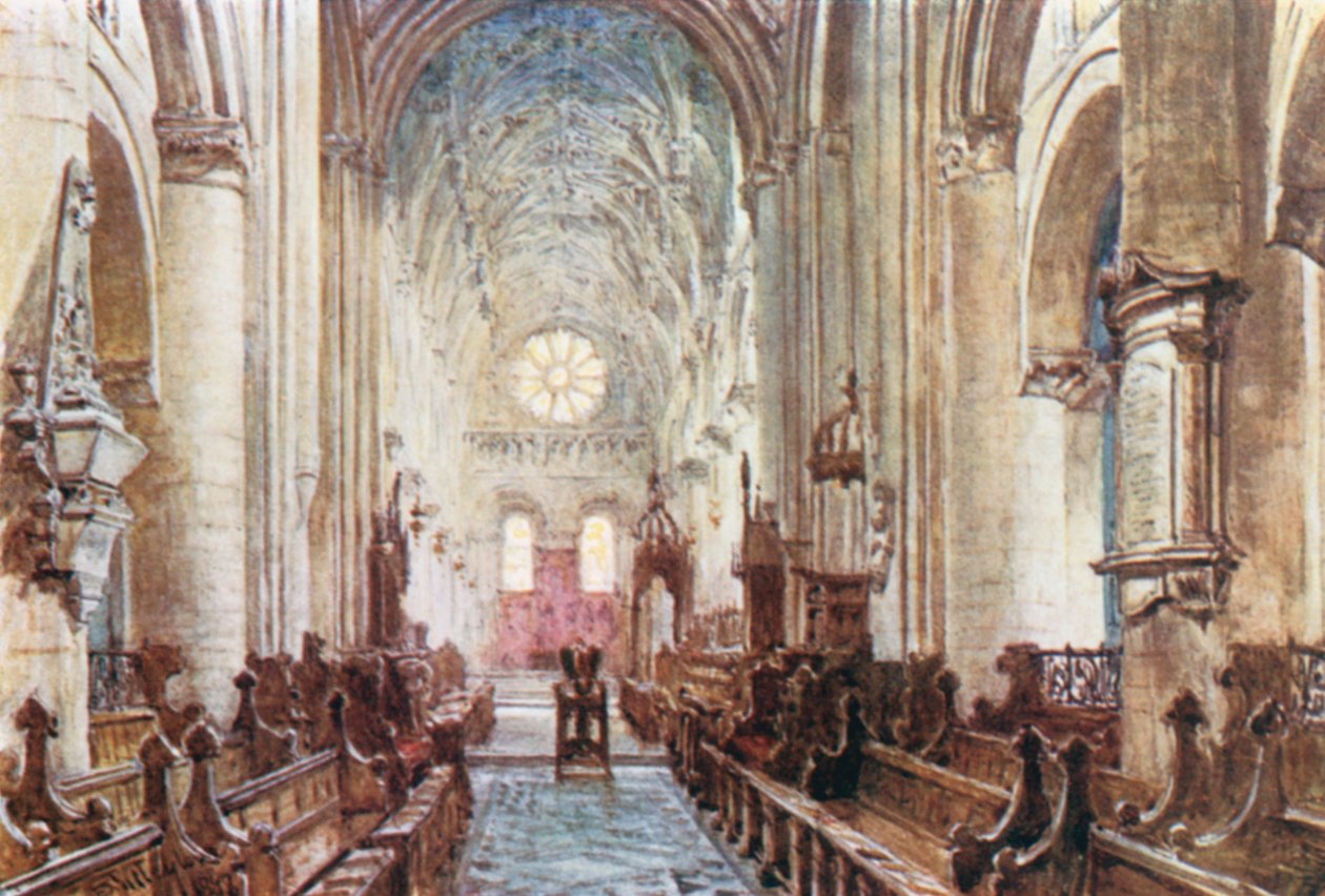 Interior da Catedral da Igreja de Cristo (litografia a cores) de John Fulleylove