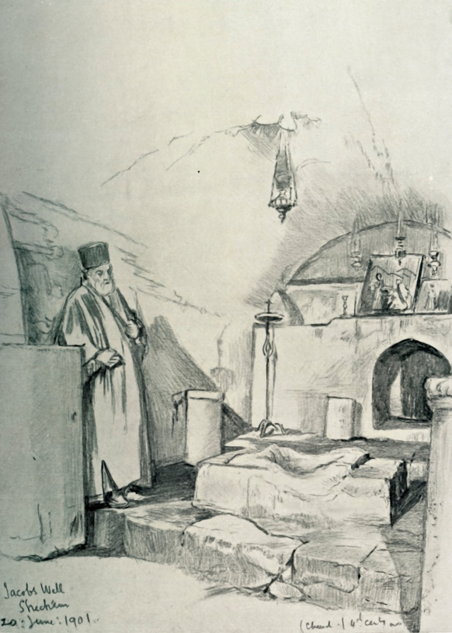 Jacobs Well em Shechem Nablus, 1902. de John Fulleylove