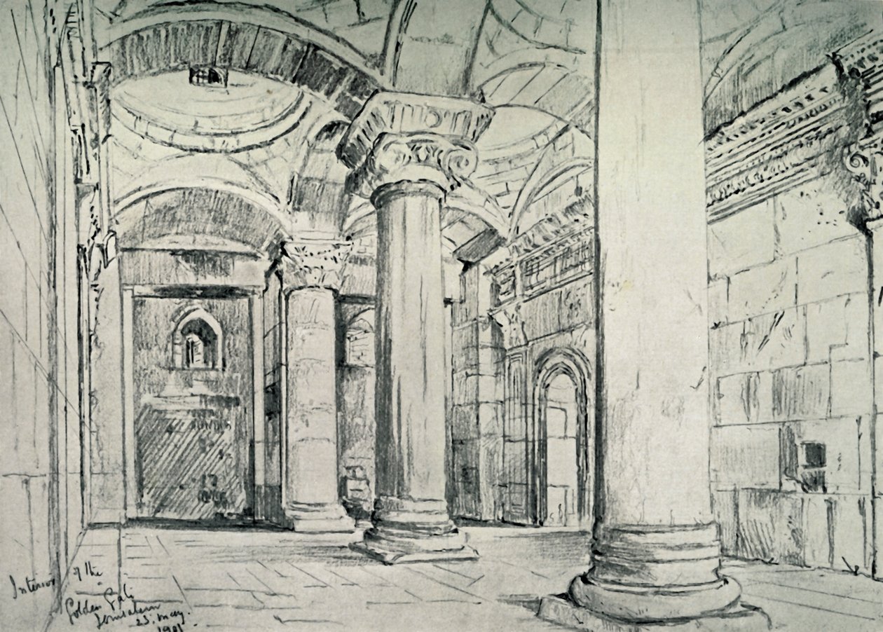 Jerusalém - O Interior do Portão Dourado ou Bonito, 1902. de John Fulleylove