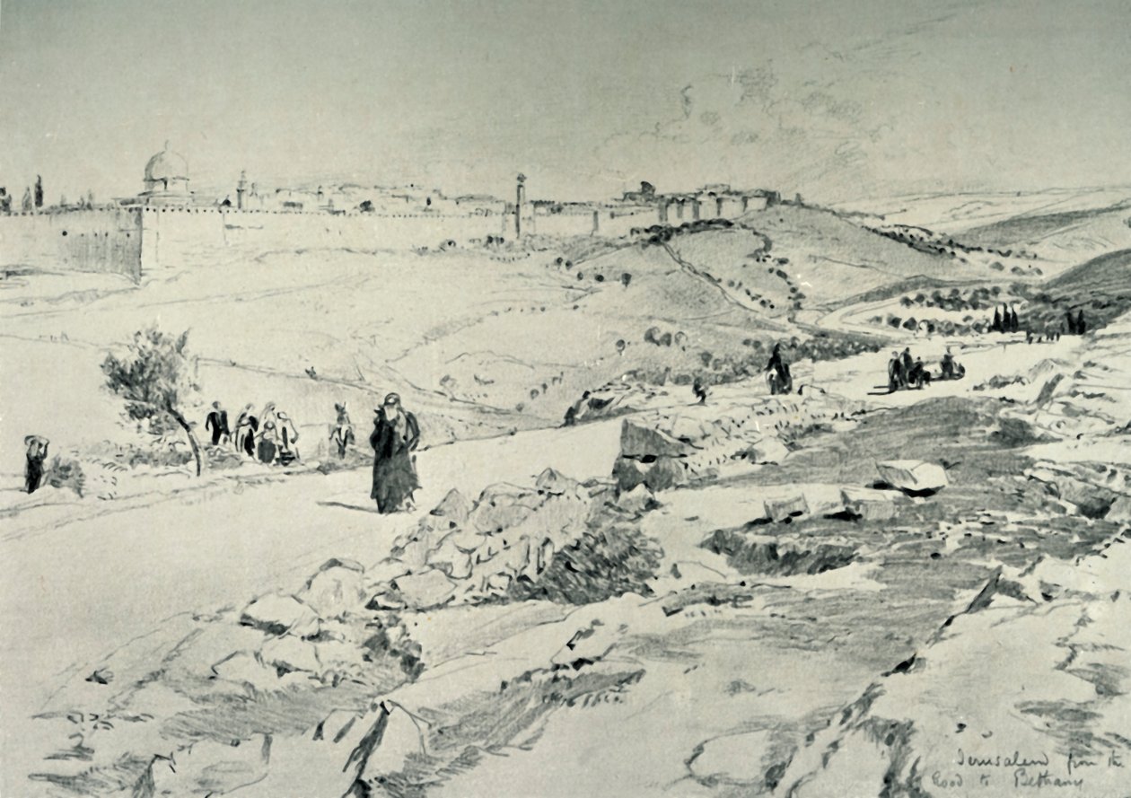 Jerusalém, com a estrada de Betânia, 1902. de John Fulleylove