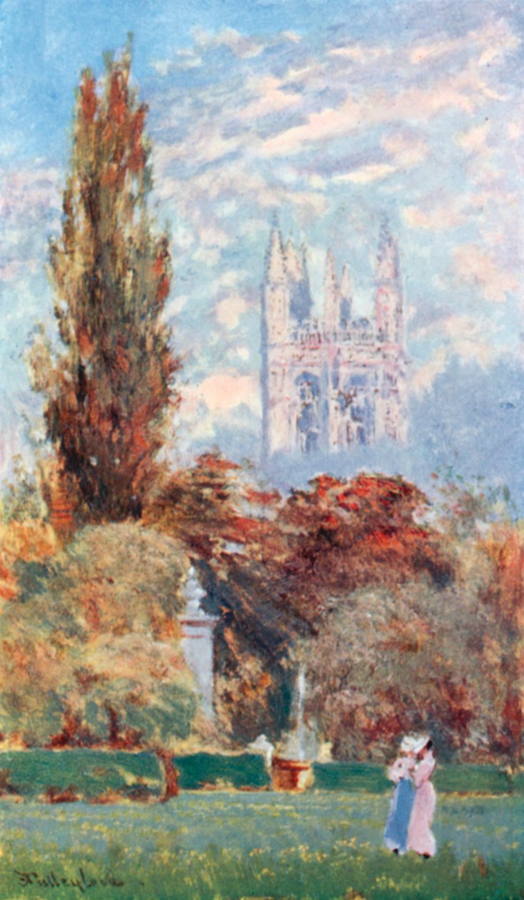 Torre Magdalen e Jardim Botânico (litografia a cores) de John Fulleylove