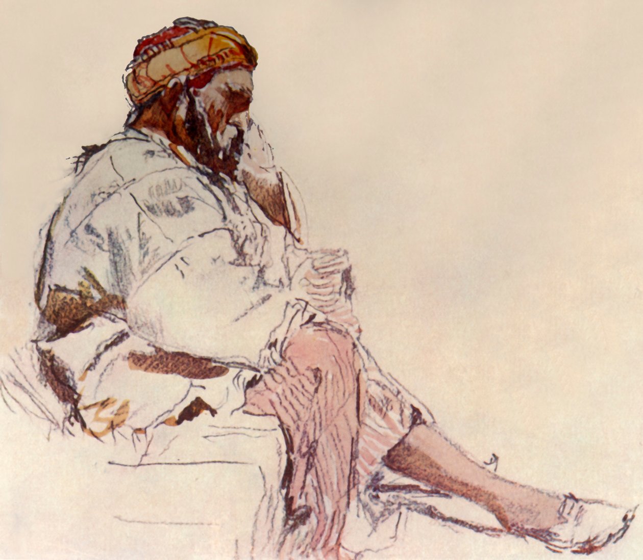Camponês sírio sentado: em perfil, 1902. de John Fulleylove