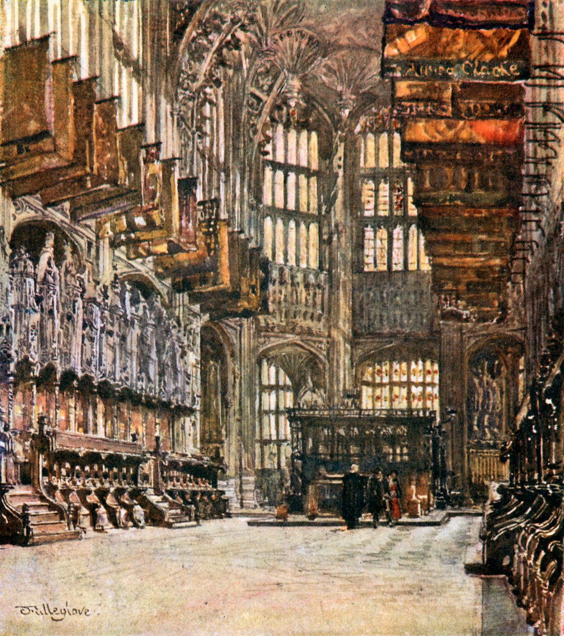 A Capela de Henrique VII, virada para leste (litografia a cores) de John Fulleylove
