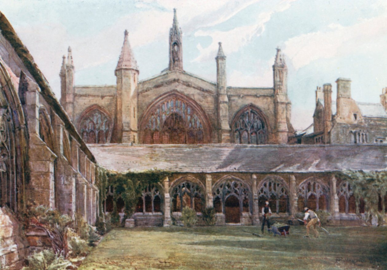 The Cloisters, New College (litografia a cores) de John Fulleylove