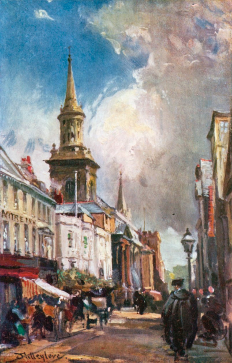 A High Street olhando para leste (litografia a cores) de John Fulleylove