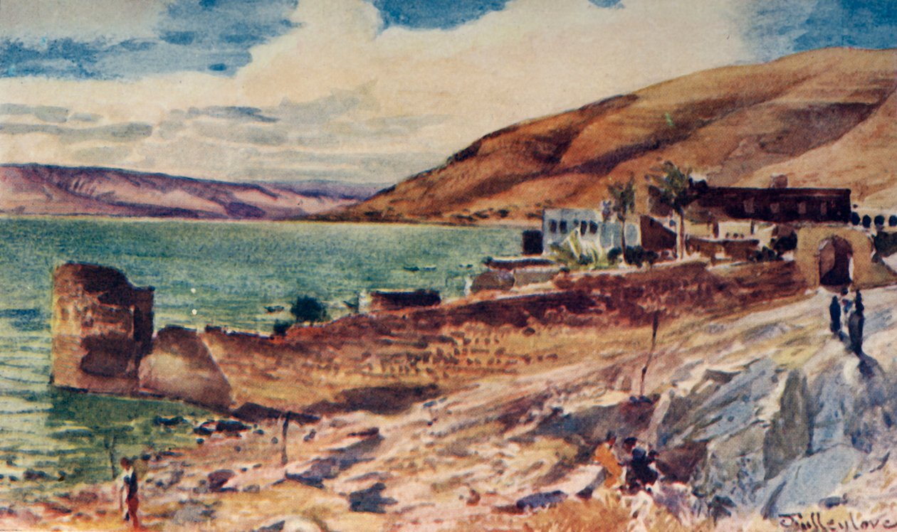 O lago da Galiléia, olhando para o sul de Tiberíades, 1902. de John Fulleylove