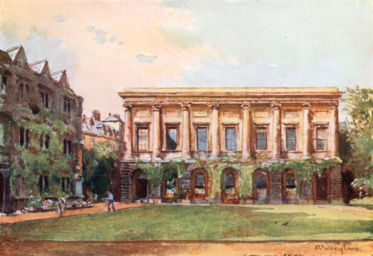 A Biblioteca, Oriel College (litografia a cores) de John Fulleylove