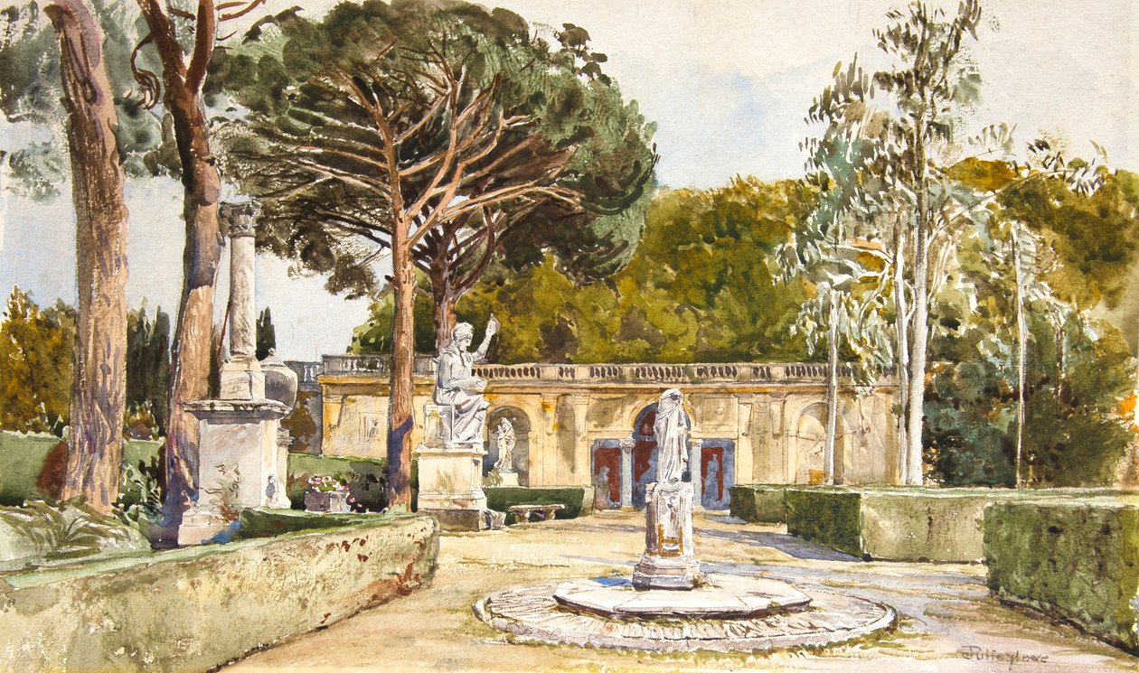 Os Jardins dos Médicis, Roma (aguarela) de John Fulleylove